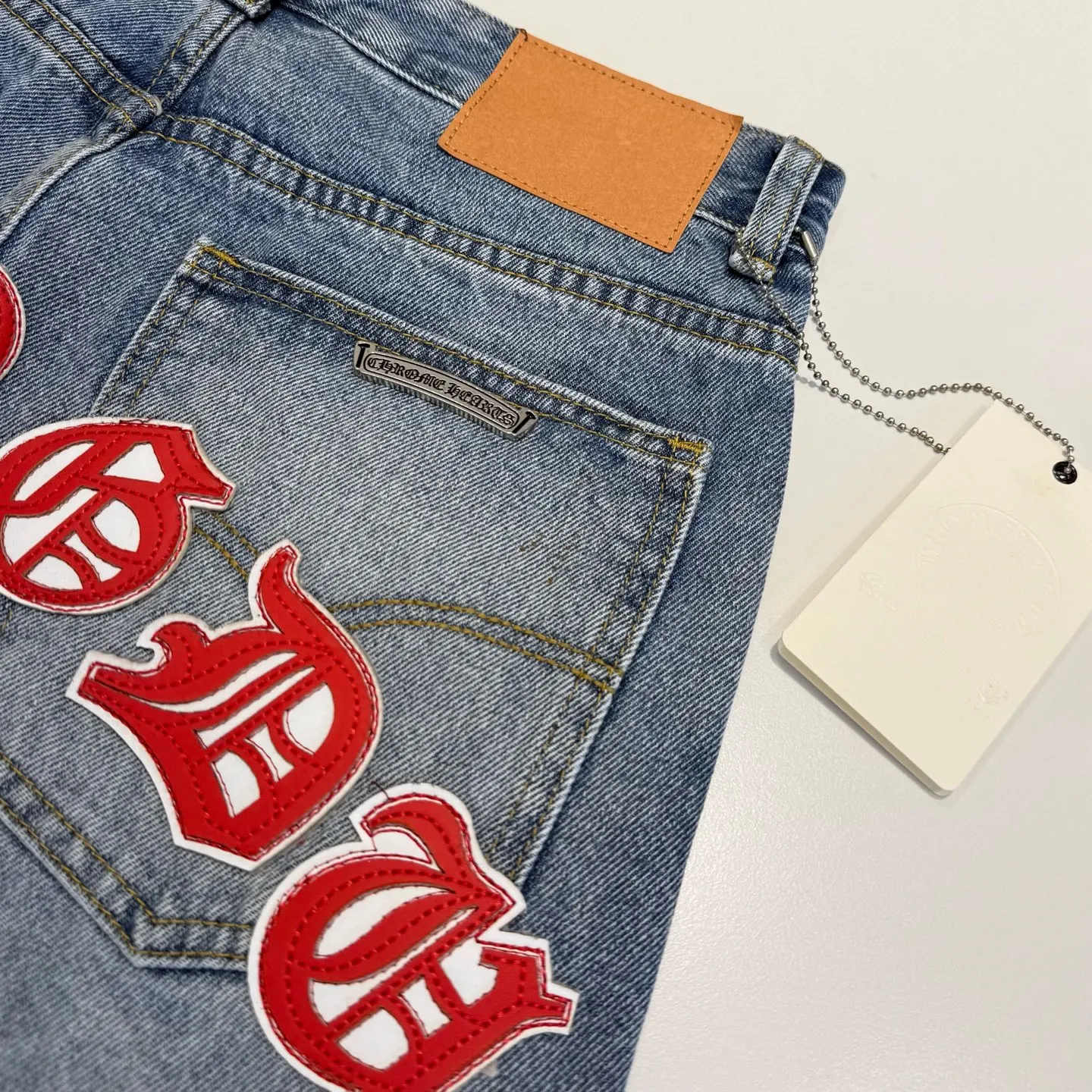 P280 Style number: D433 Chrome Hearts Chrome Hearts city limited Sanskrit cross leather jeans Size# 28 30 32 34